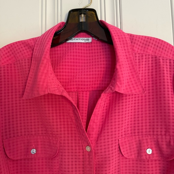 Notations Hot Pink Checkered Blouse - Picture 2 of 4